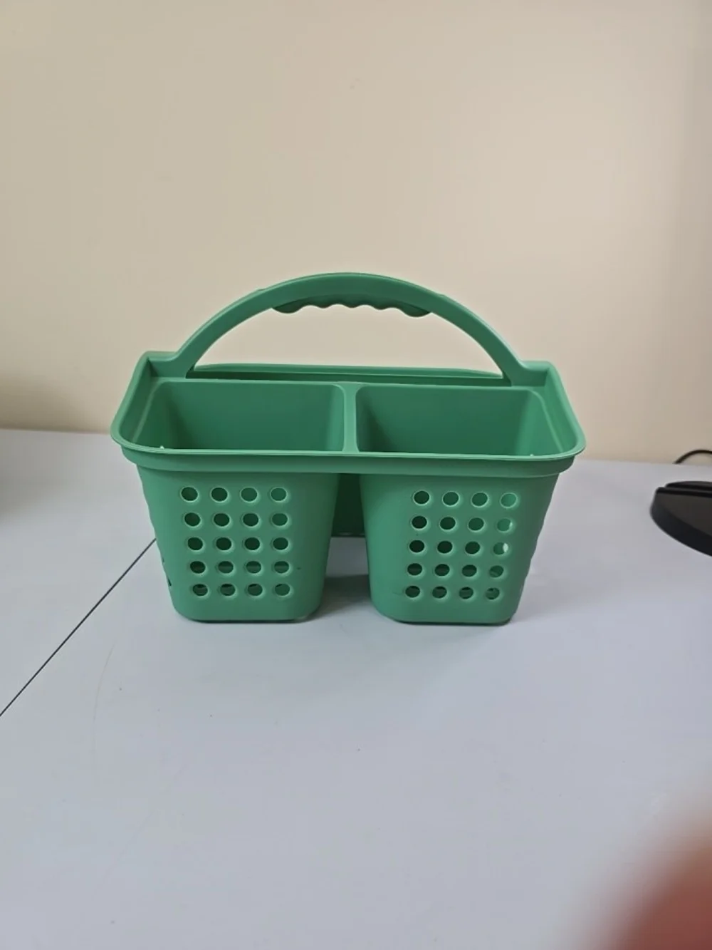 Mainstays Mint Green Plastic Tote Caddy with Dual Compartments